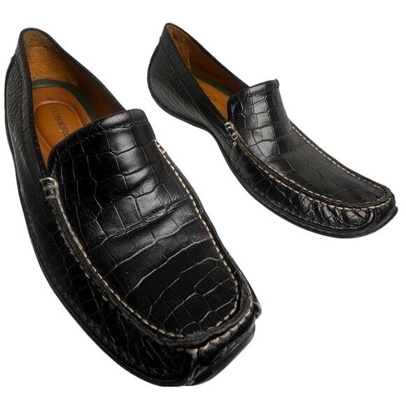 H.S. Trask Shoes Mens Size 10 Croc Embossed Driving Loafer Old Money Moc Leather - Picture 1 of 15